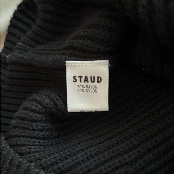 STAUD Sweater Dress Marylebone Black Knit Mini Small Fall Balloon Sleeve, Size S - Picture 8 of 11